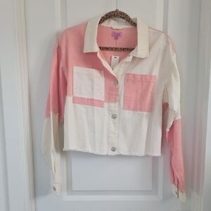 Miami Pink and Cream Colorblock Jean Jacket
